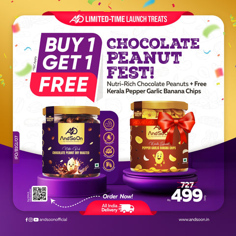 Chocolate Peanut Fest! Nutri-Rich Chocolate Peanuts + Free Kerala Pepper Garlic Banana Chips