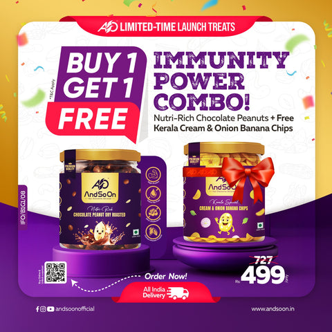 Immunity Power Combo! Nutri-Rich Chocolate Peanuts + Free Kerala Cream & Onion Banana Chips