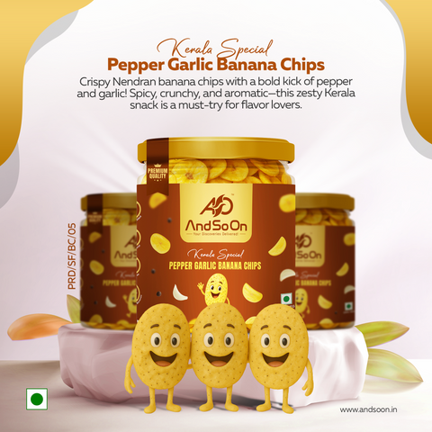 Kerala special best quality healthy pepper garlic healthy banana chips